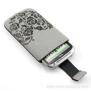 Mobile Phone Pouch for HTC Phone, Made of Velvet Material, with Retractable Pull-tab